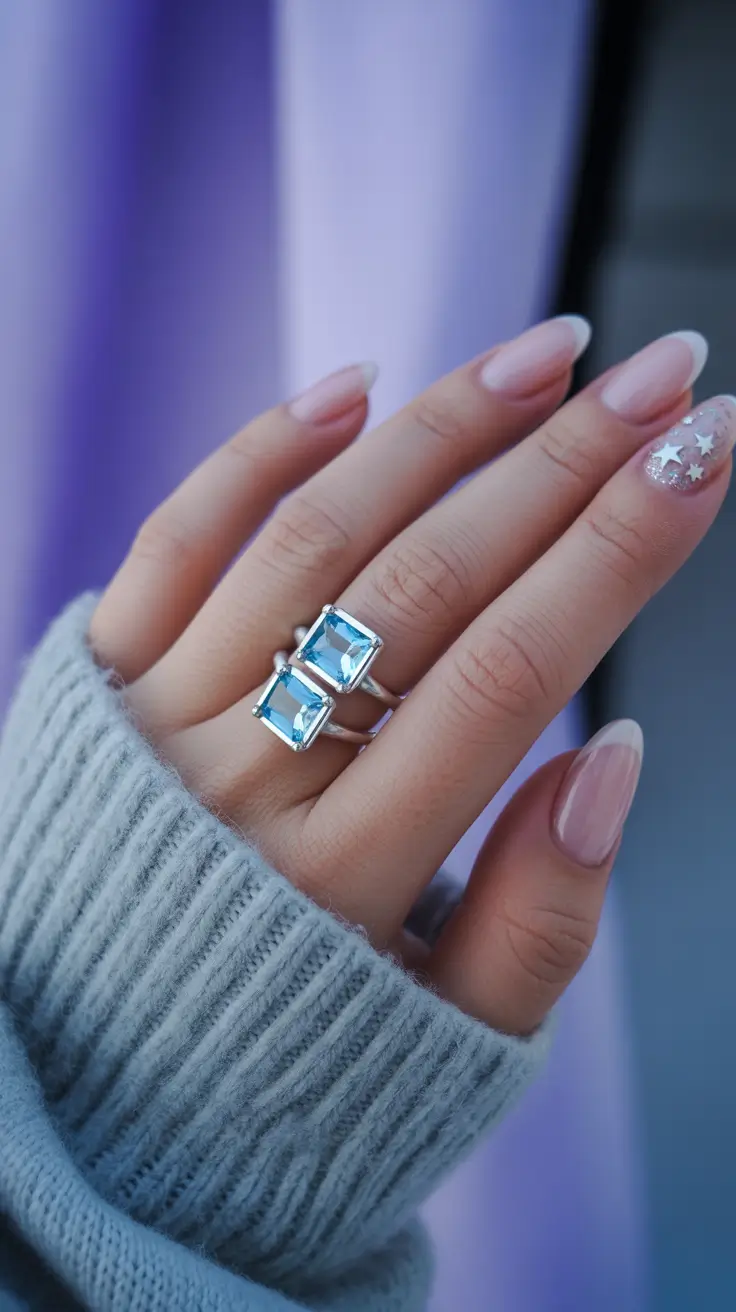 Short Gel Nails - Winter Color and Design 2025 / 2026 Starlit Almond Dream
