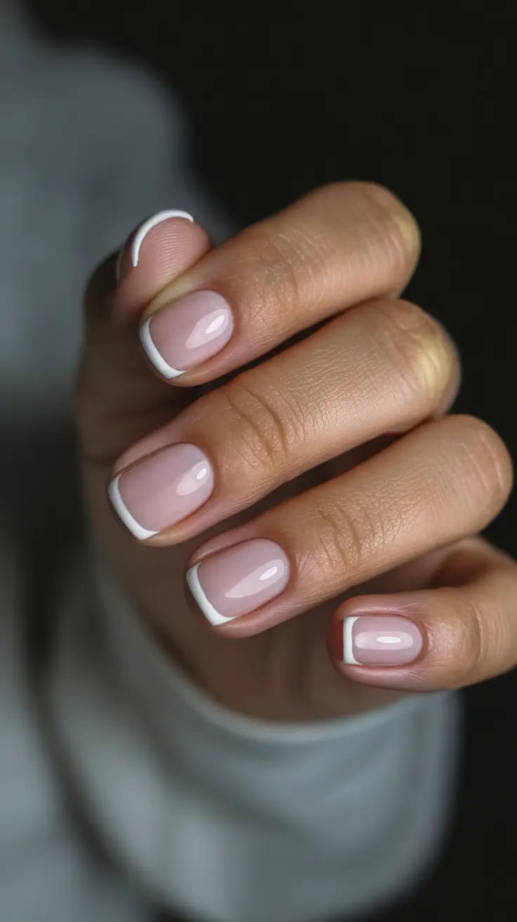 Short Gel Nails - Winter Color and Design 2025 / 2026 Winter White French Elegance