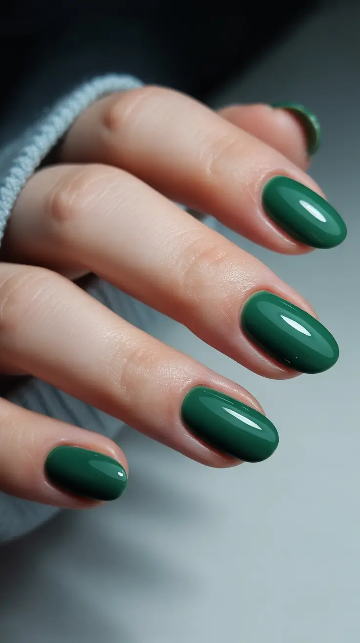 Short Gel Nails - Winter Color and Design 2025 / 2026 Evergreen Classic