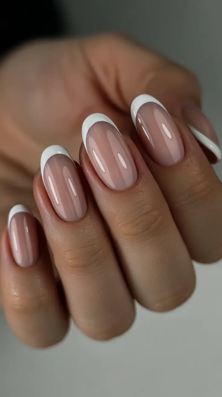 Short Gel Nails - Winter Color and Design 2025 / 2026 Classic French with a Winter Glow