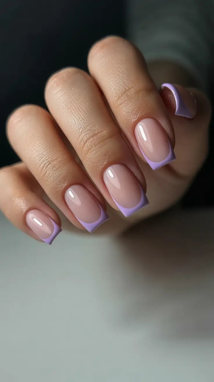 Short Gel Nails - Winter Color and Design 2025 / 2026 Frosted Lilac Tips
