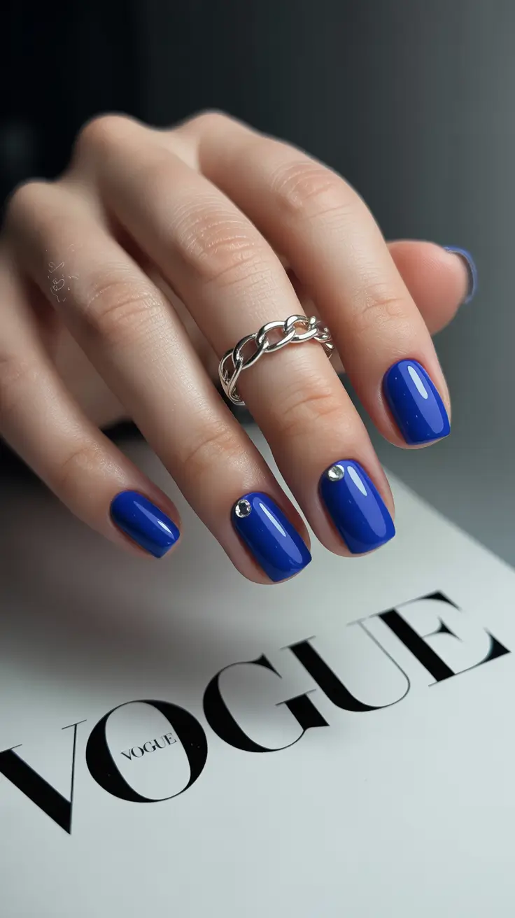 Simple Nail Trends Winter 2025-2026 Royal Blue Minimalism
