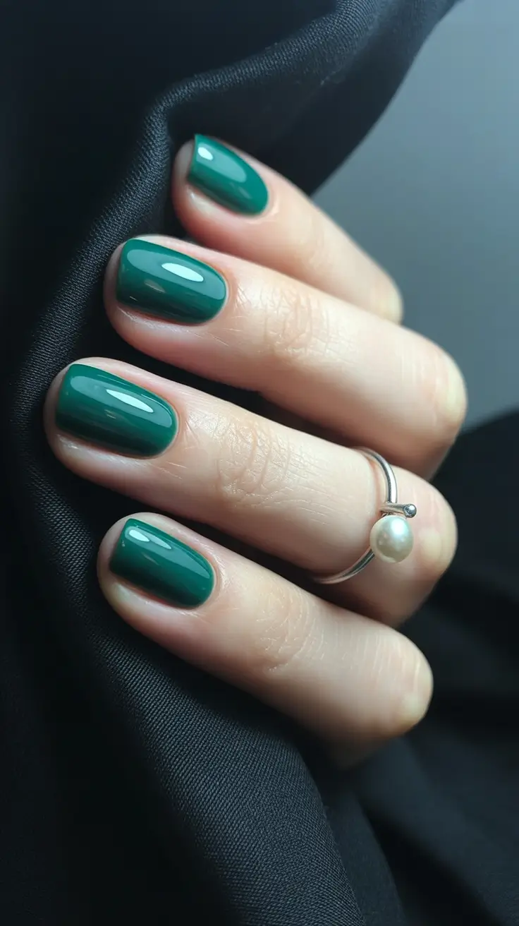 Simple Nail Trends Winter 2025-2026 Emerald Winter Green