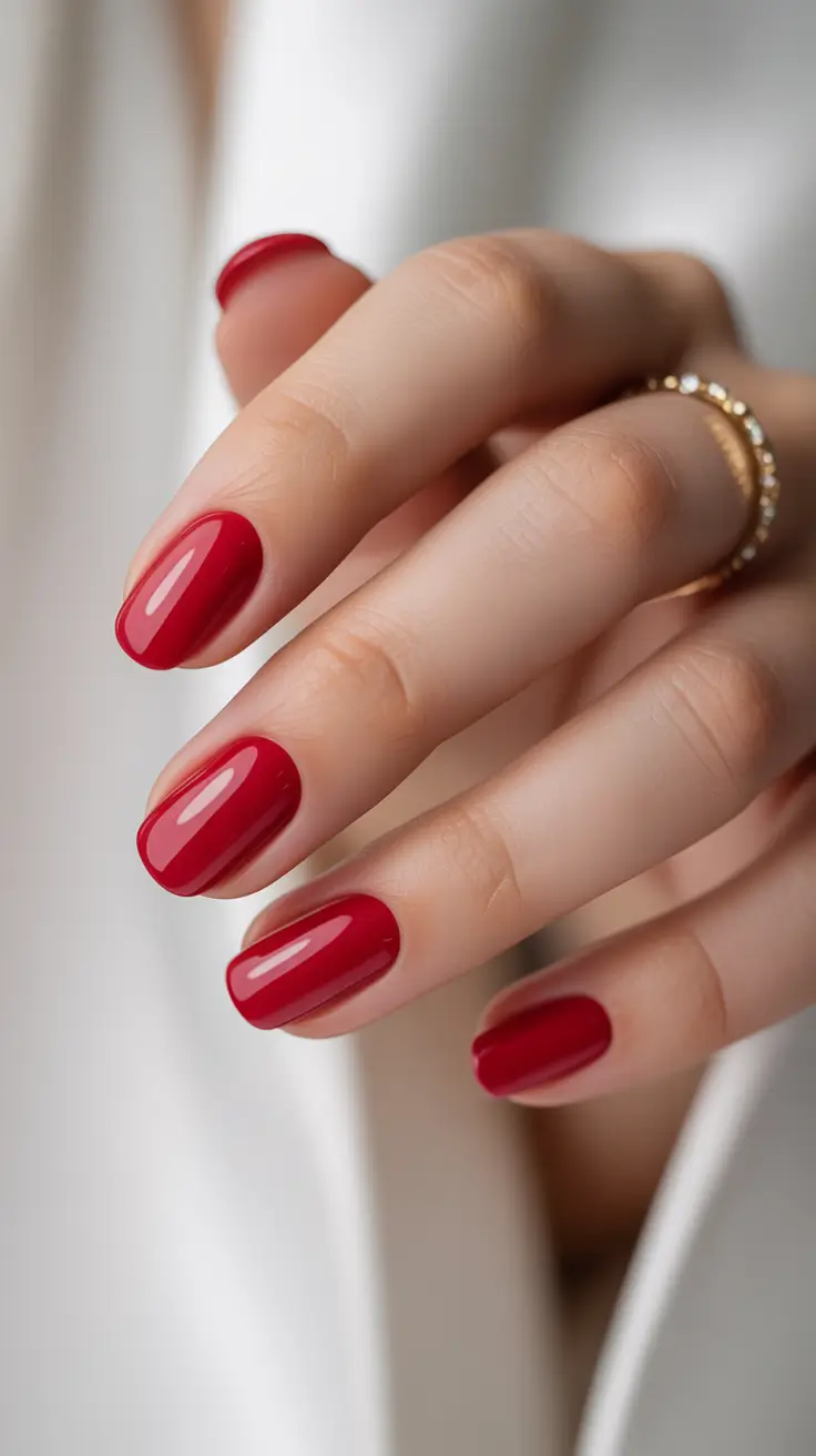 Simple Nail Trends Winter 2025-2026 Timeless Cherry Red