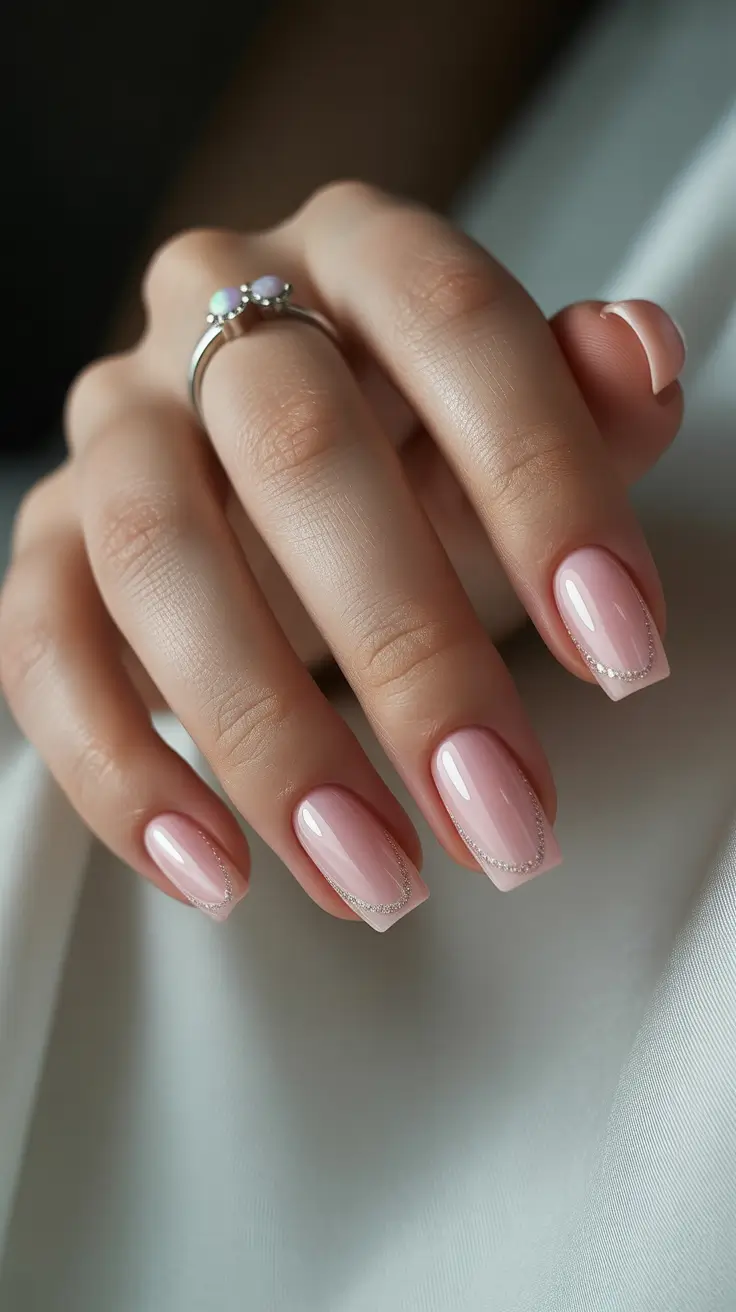 Simple Nail Trends Winter 2025-2026 Soft Pink With Subtle Sparkle