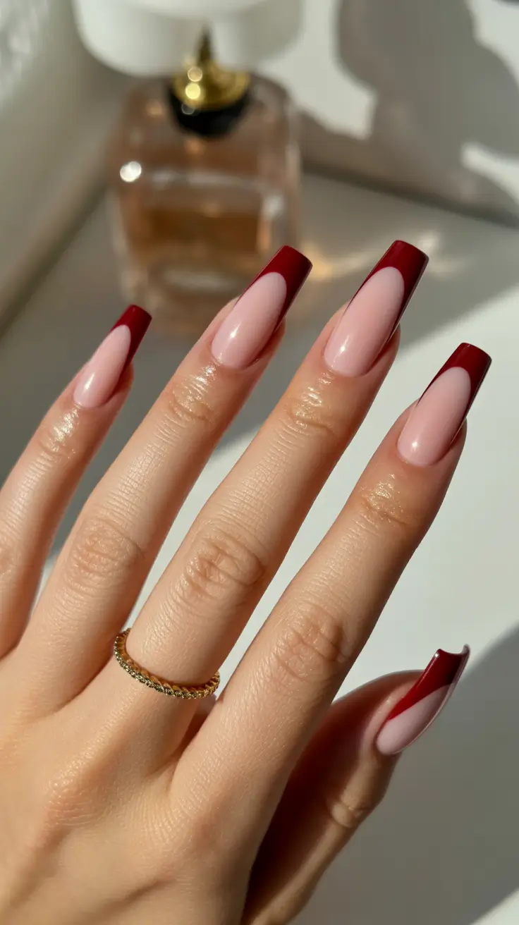 Simple Nail Trends Winter 2025-2026 Burgundy-Tipped Drama