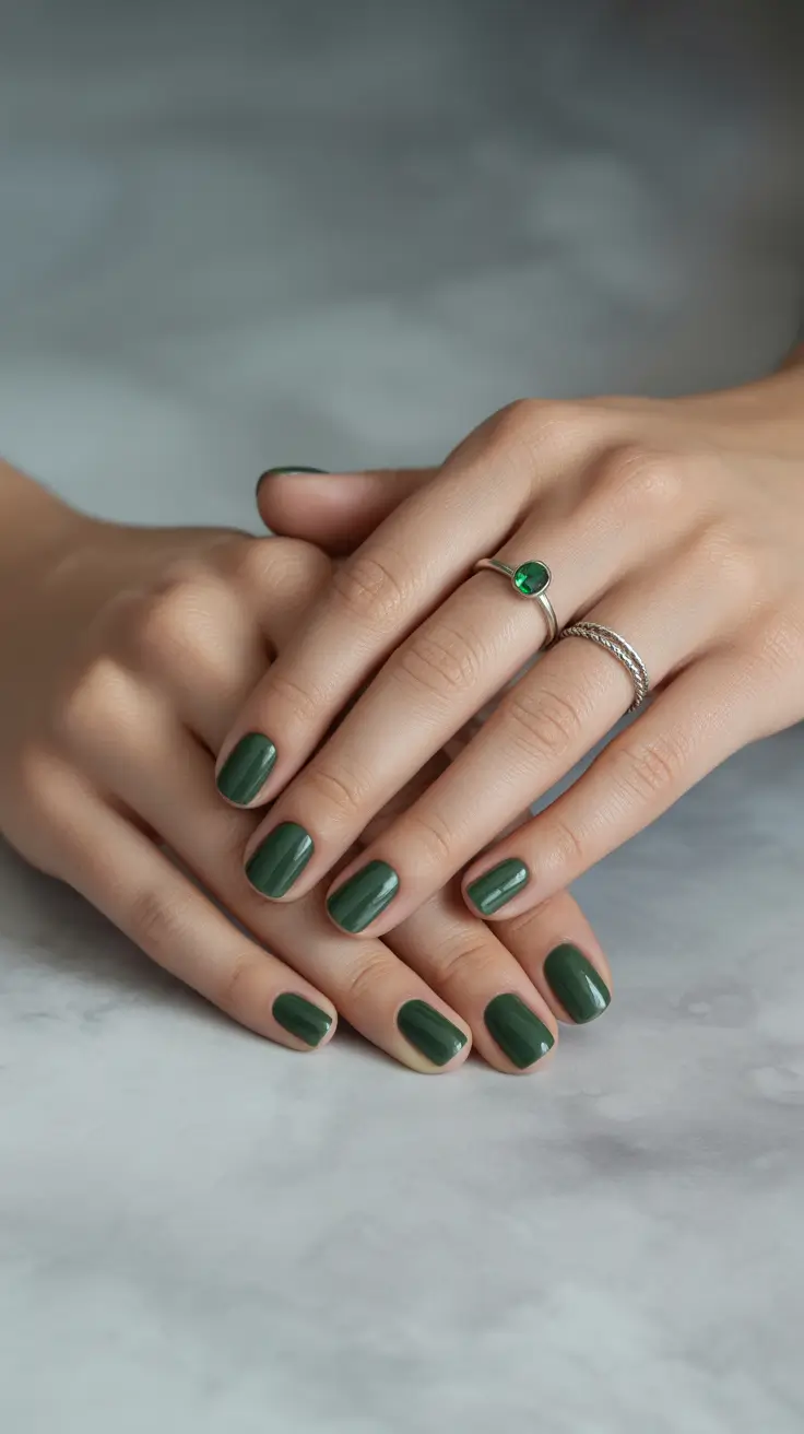 Simple Nail Trends Winter 2025-2026 Evergreen Chic