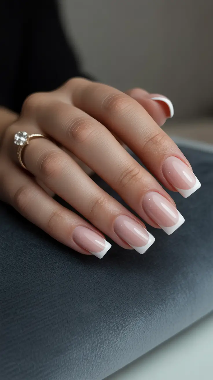 Simple Nail Trends Winter 2025-2026 Classic French Square