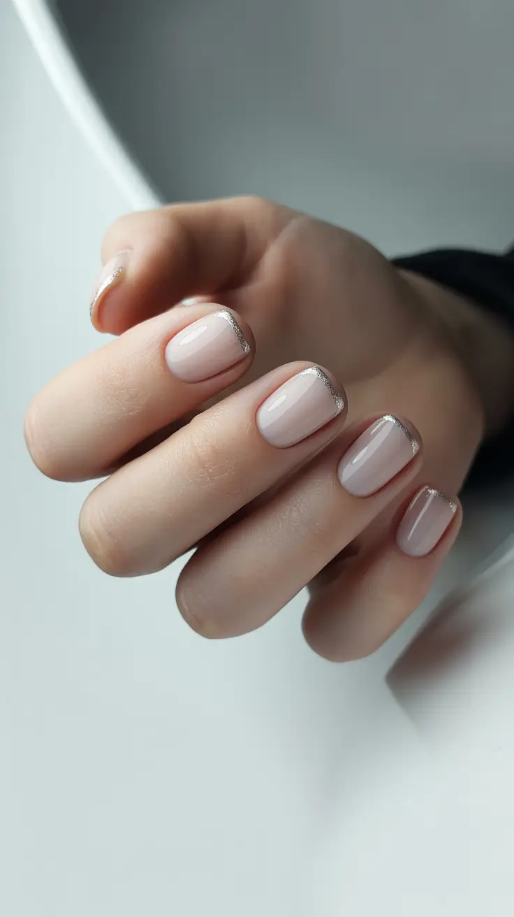 Simple Nail Trends Winter 2025-2026 Minimal Metallic Tipped Shorties