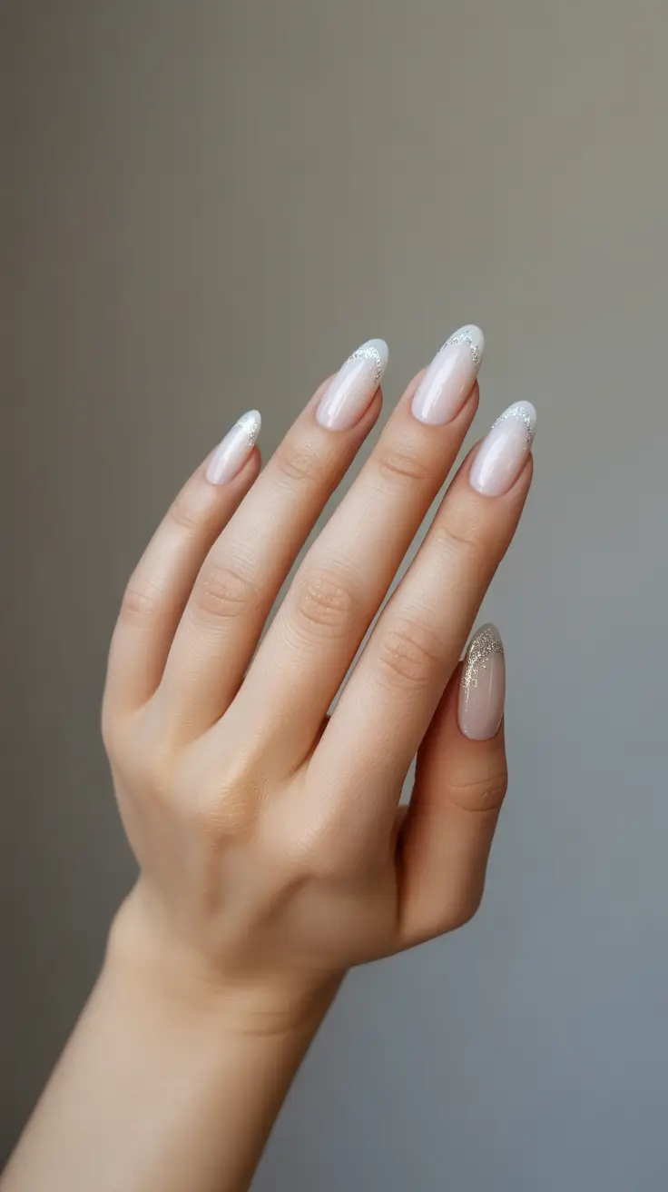 Simple Nail Trends Winter 2025-2026 Almond Silver Frost
