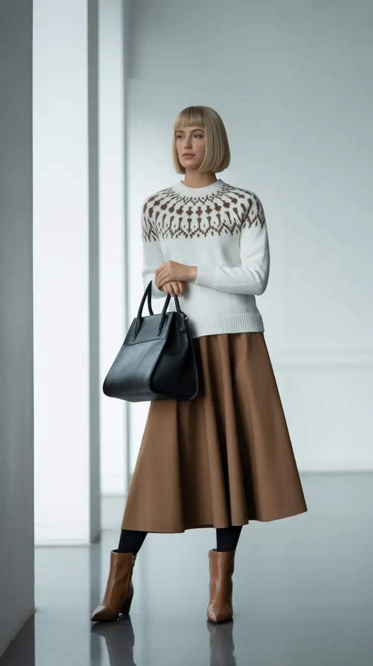 skirt outfits for women 2026 Nordic Warmth with Modern Lines