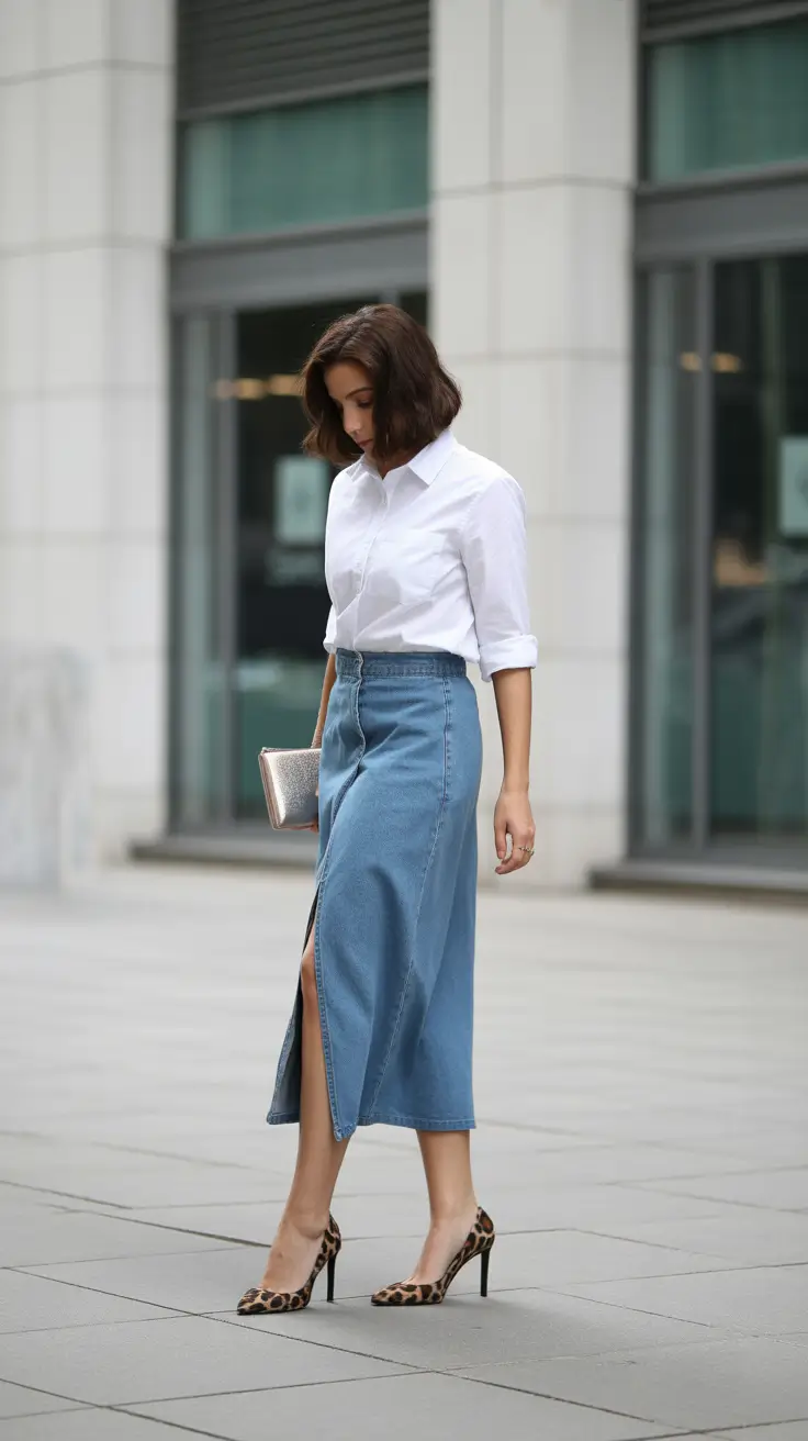 skirt outfits for women 2026 Timeless Denim Elegance