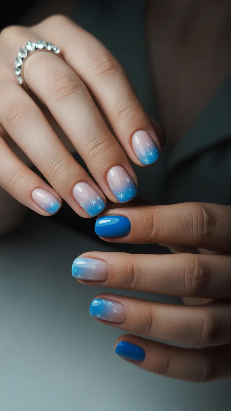 Snowflake Nail Designs for Winter 2025-2026 Frozen French Fade