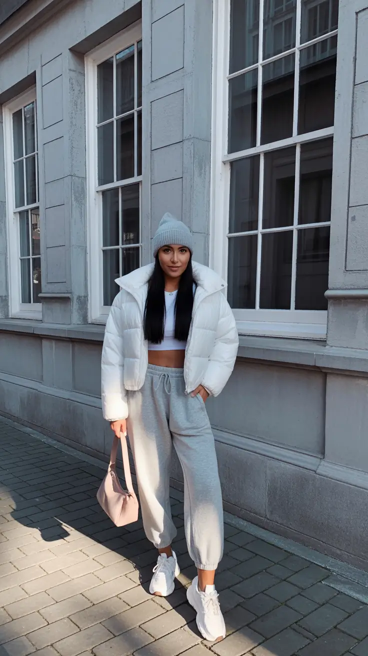 sweatpants outfits 2026 Frosted Tones and Winter Glow