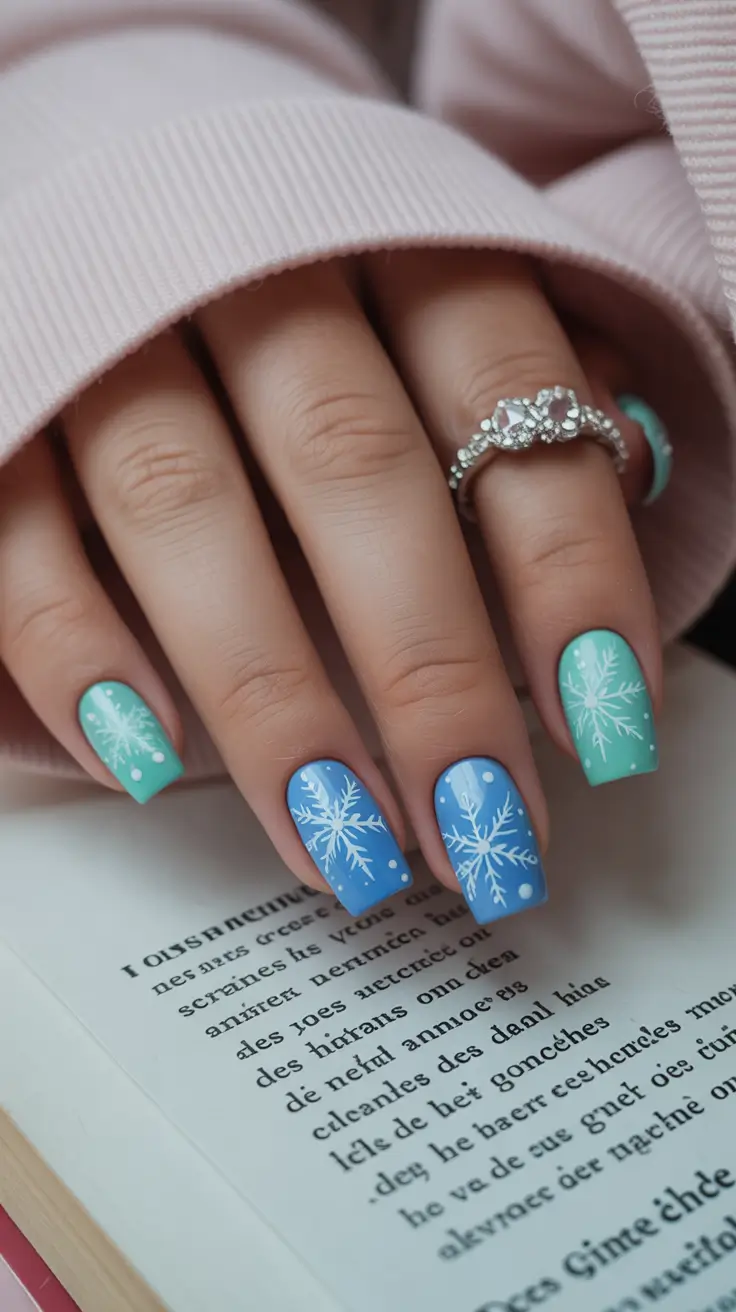 Trendy Acrylic Christmas Nails 2025 Playful Snowflake Candy