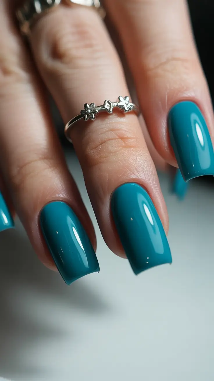 Trendy Acrylic Christmas Nails 2025 Teal Winter Luxe
