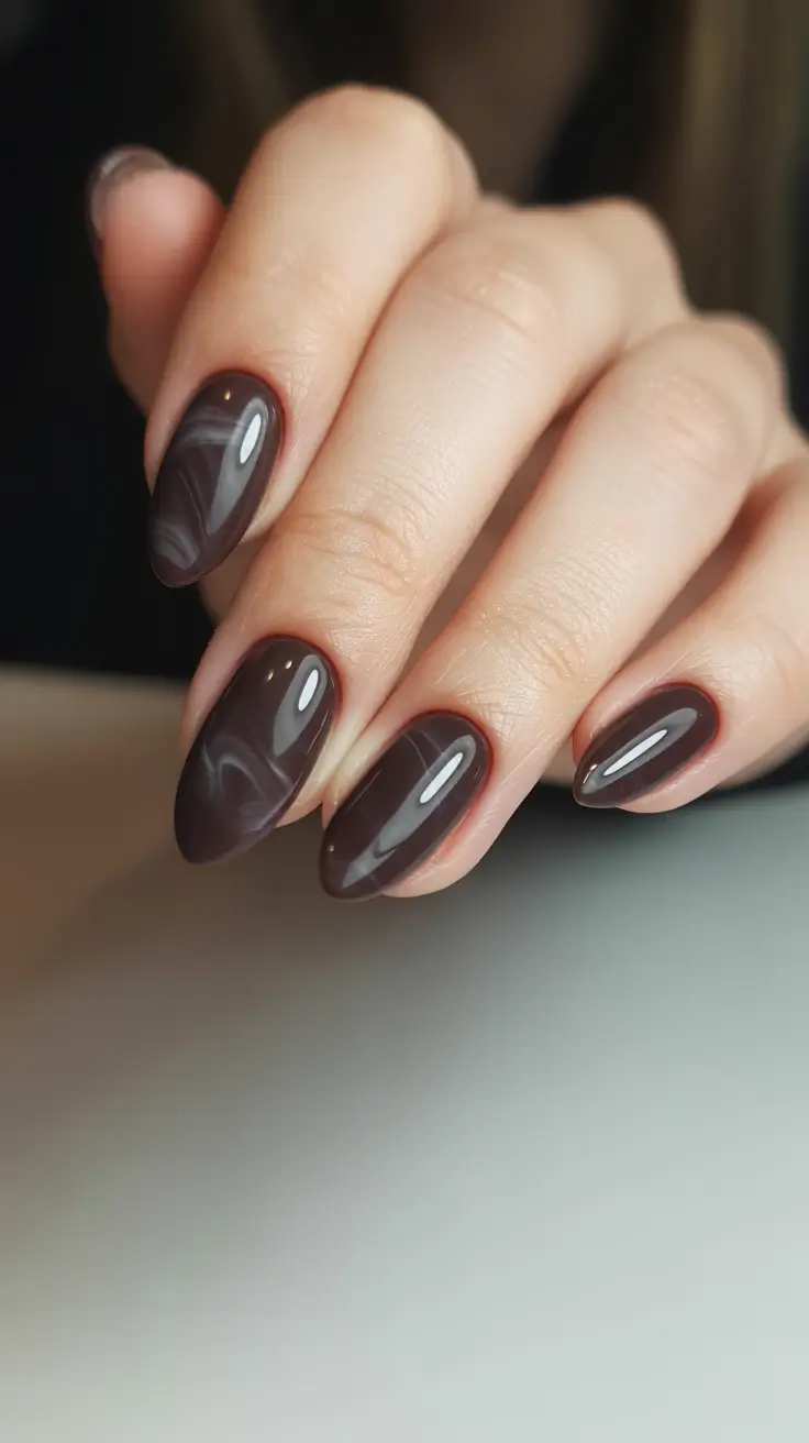 Trendy Acrylic Christmas Nails 2025 Chocolate Glaze Elegance
