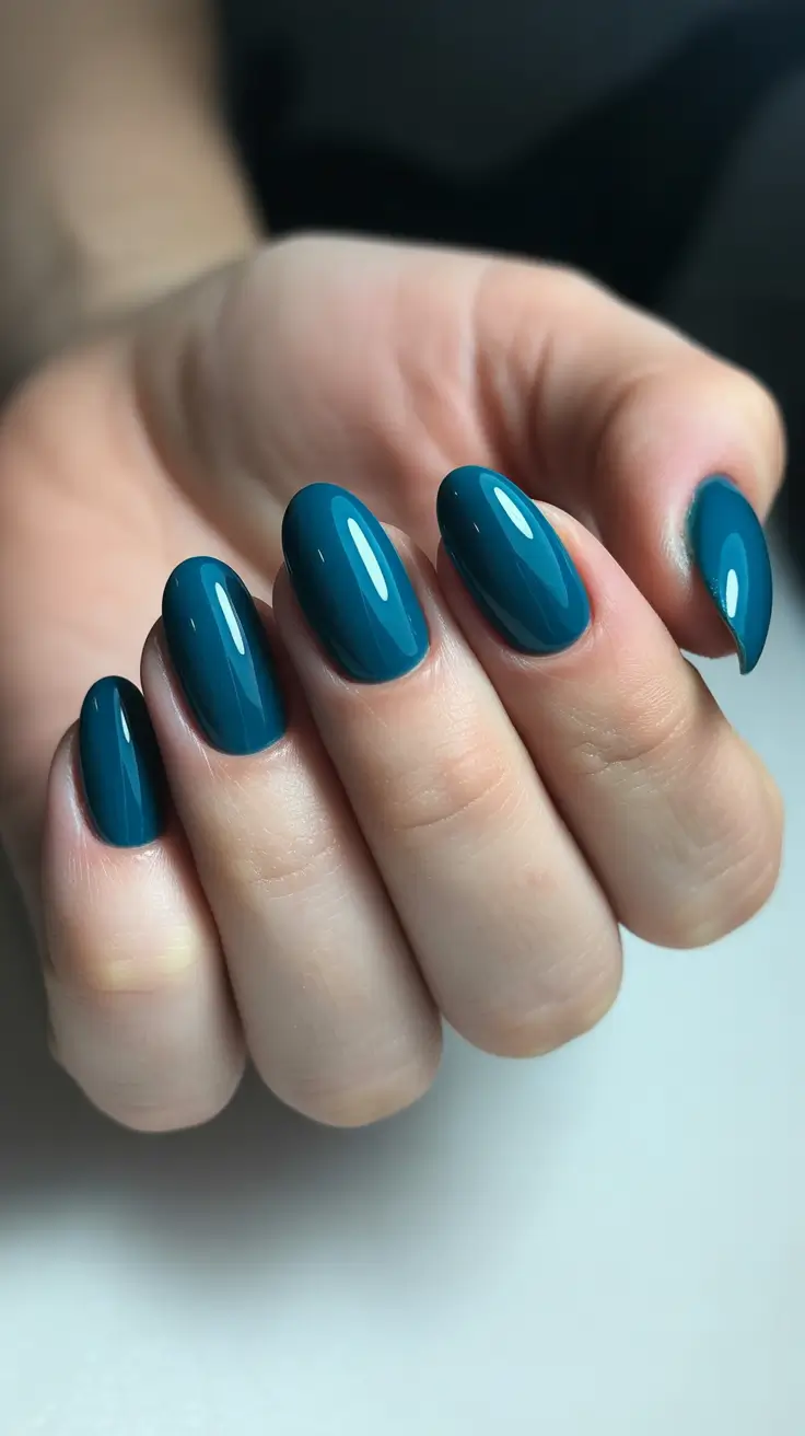 Trendy Acrylic Christmas Nails 2025 Deep Teal Elegance