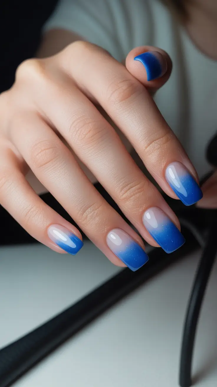 Trendy Blue Winter Nail Looks 2025-2026 - Sky Blue Ombre Fade