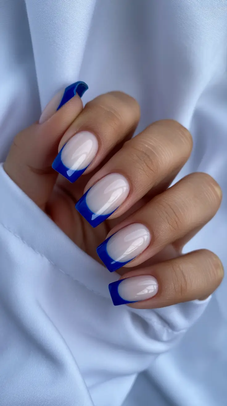 Trendy Blue Winter Nail Looks 2025-2026 - Modern Blue French