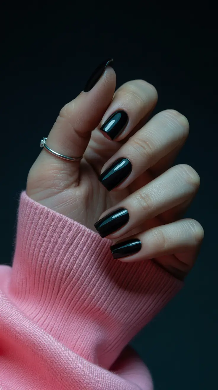 Trendy Dark Nails Winter 2025-2026 Midnight Gloss Minimalism