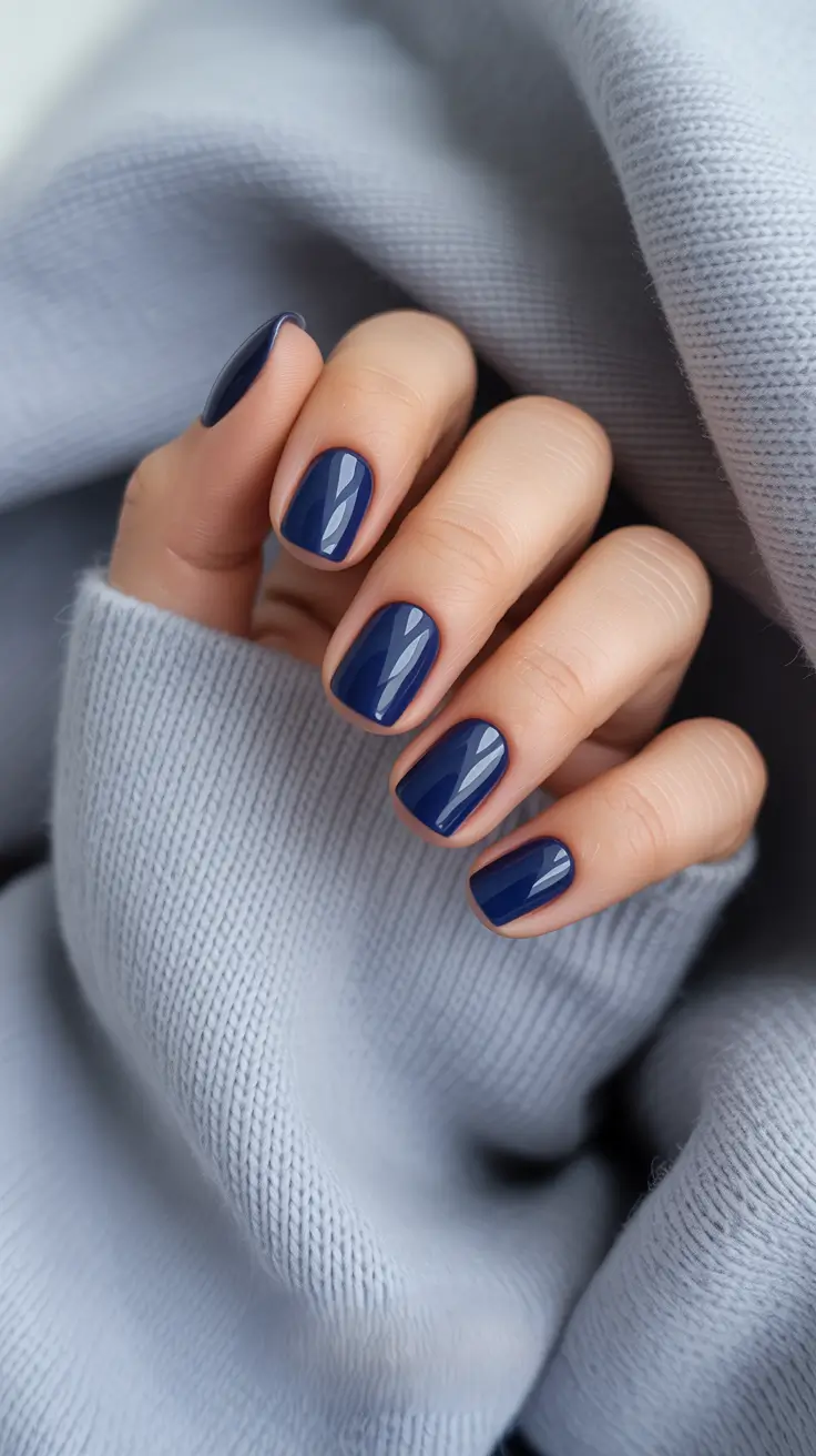 Trendy Dark Nails Winter 2025-2026 Cozy Navy Minimalism