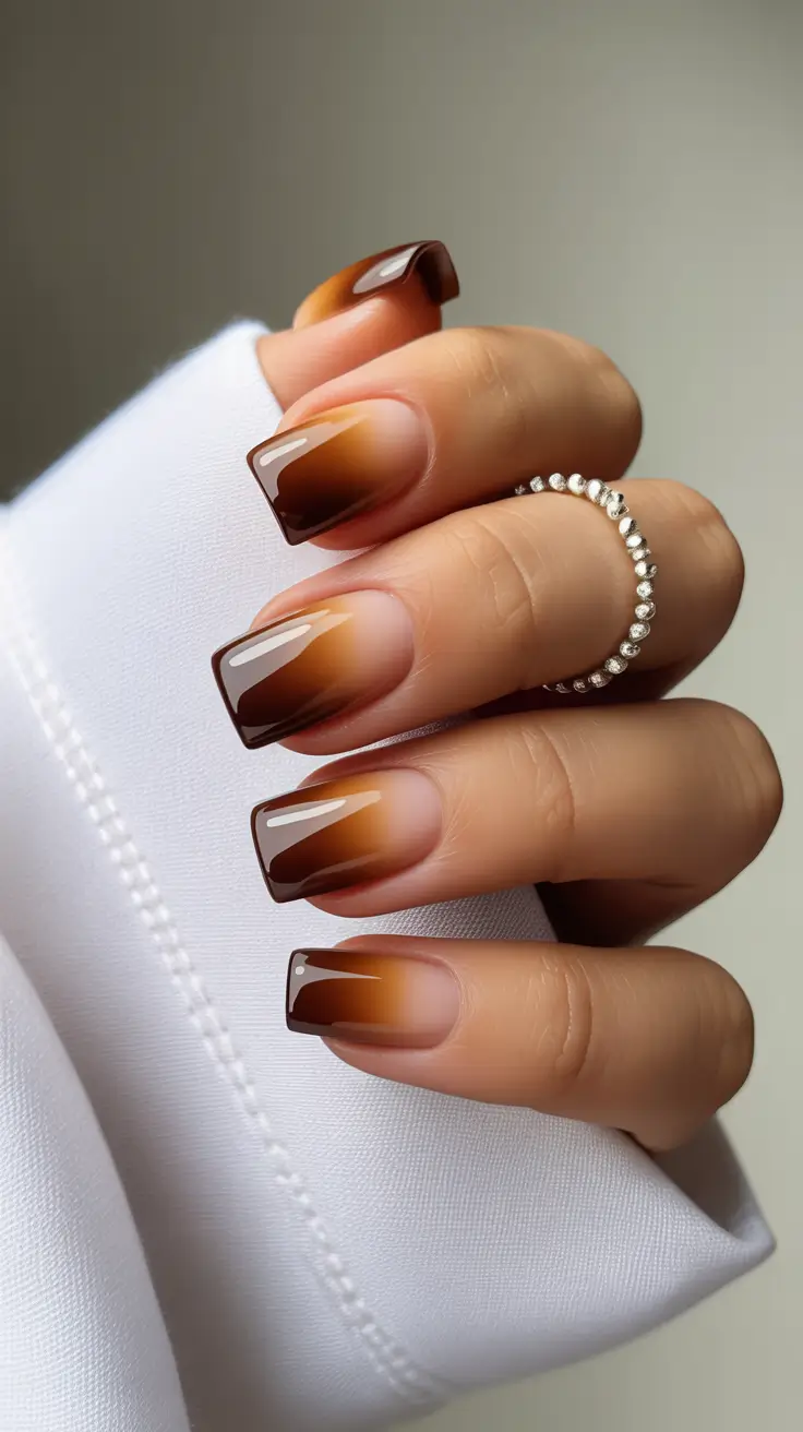 Trendy Dark Nails Winter 2025-2026 Caramel Ombre Gradient