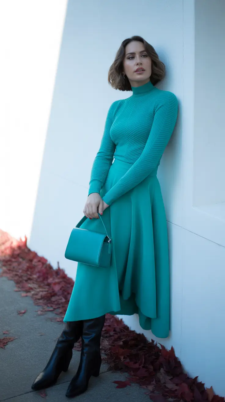 trendy outfits 2026 Teal Monotone Grace