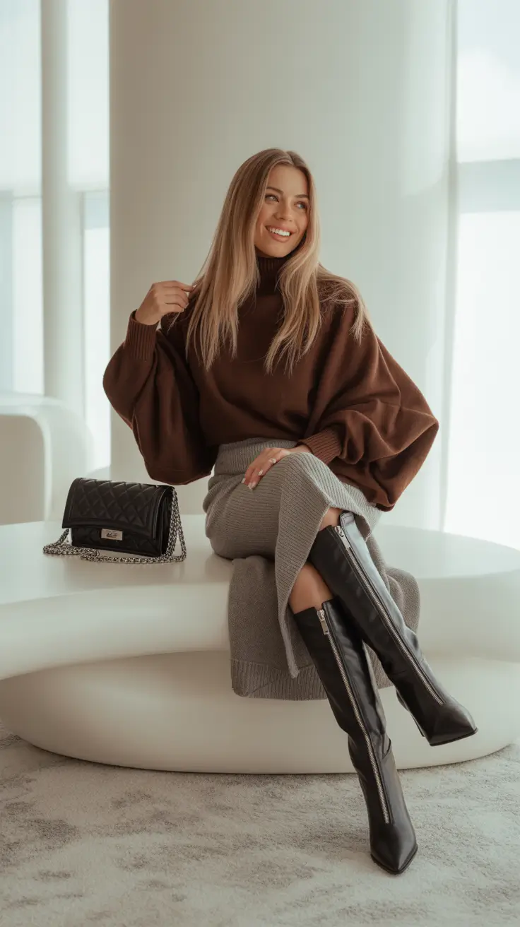 trendy style outfits 2026 Chic Knit Sophistication