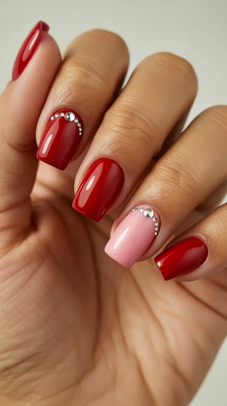 Trendy Red Nails Winter 2025-2026 Pink & Red Spark Harmony