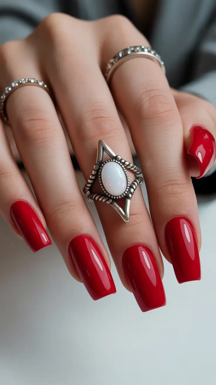 Trendy Red Nails Winter 2025-2026 Ruby Perfection with a Modern Edge