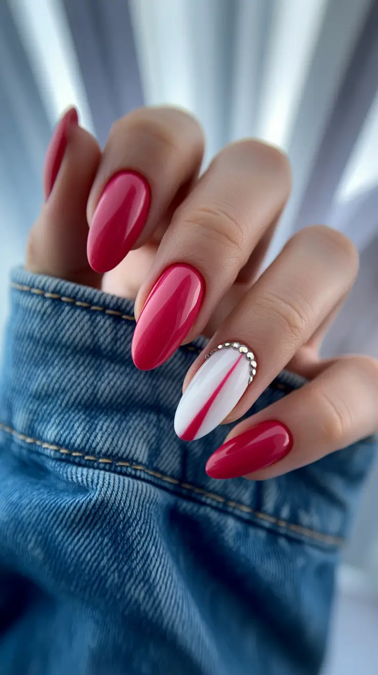 Winter Almond Nails 2025-2026 Candy Stripe Glam
