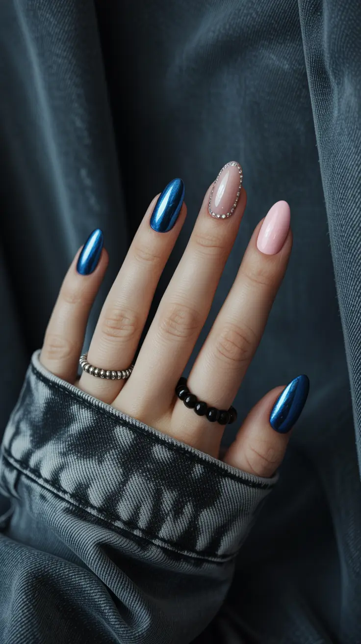 Winter Almond Nails 2025-2026 Chrome & Blush Contrast