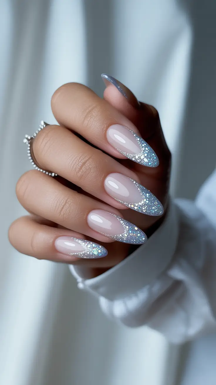 Winter Almond Nails 2025-2026 Frozen Stardust Elegance