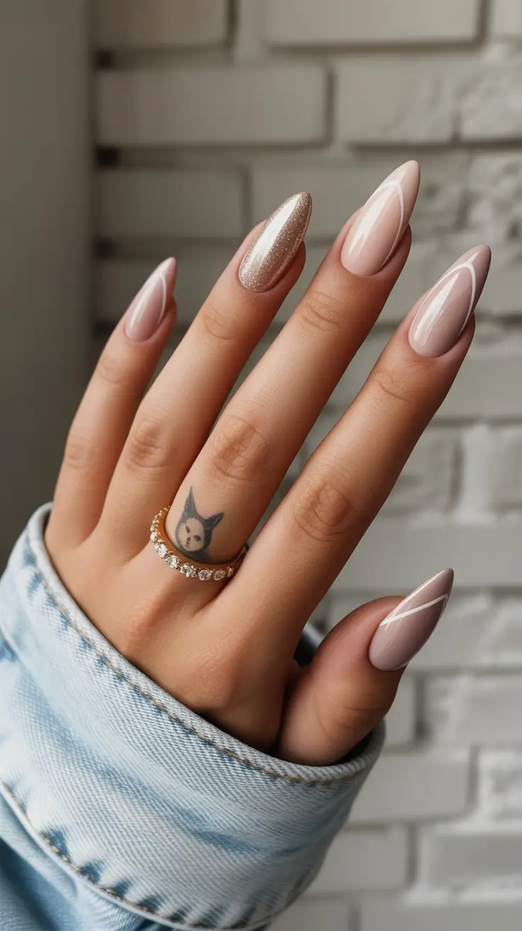 Winter Almond Nails 2025-2026 Champagne Veil Elegance