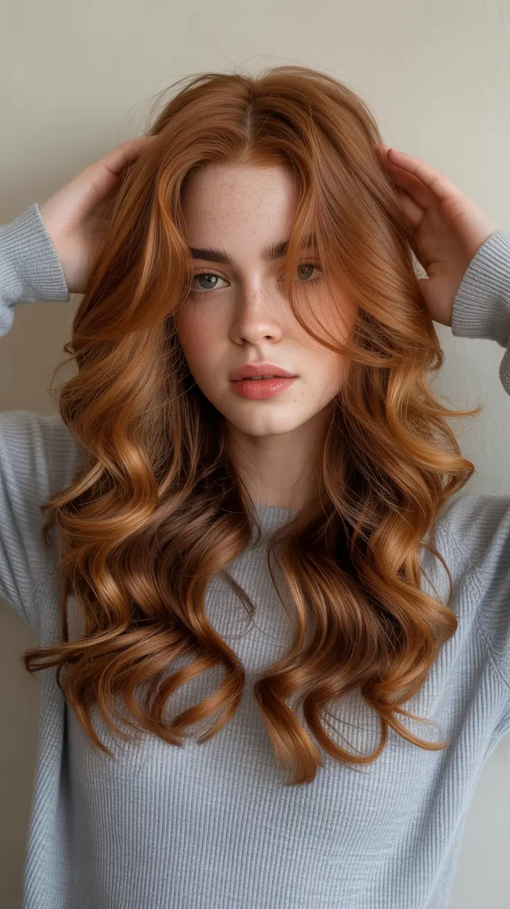 auburn hair color 2026 Soft Caramel Auburn Curls