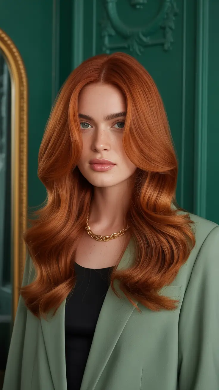 auburn hair color 2026 Elegant Copper Volume