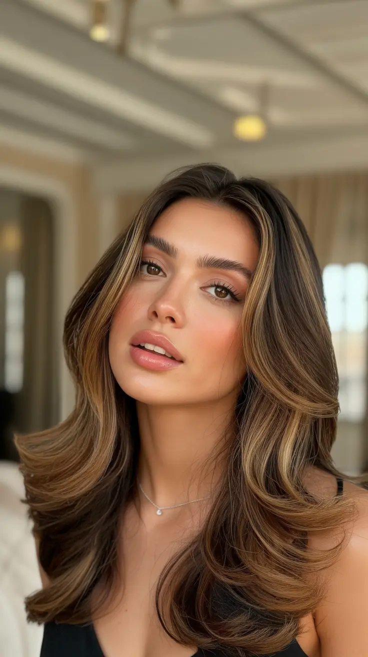 Best haircut ideas 2026 Caramel-Toned Butterfly Layers