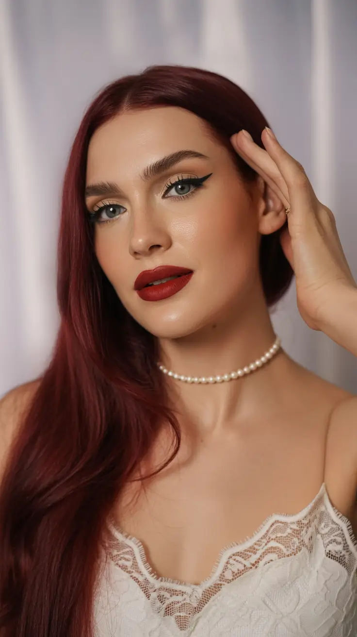 Best haircut ideas 2026 Deep Red Sleek Layers