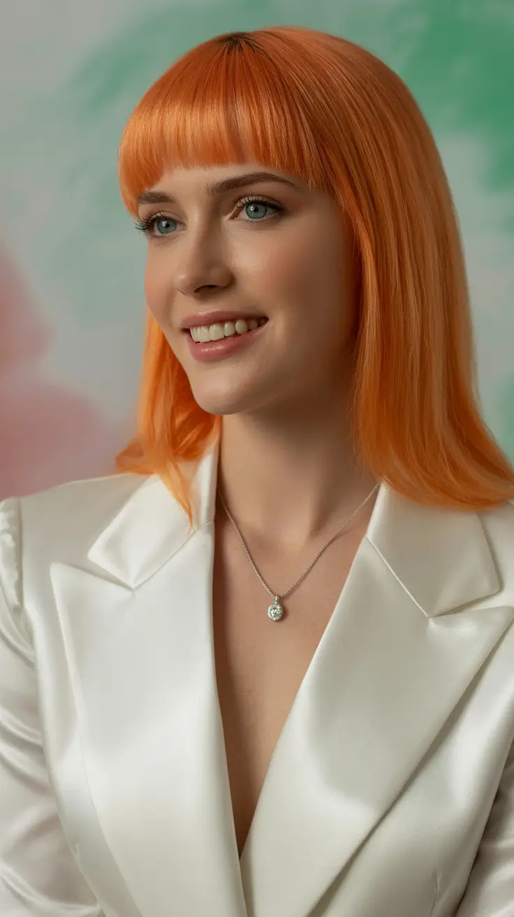 Best haircut ideas 2026 Copper Straight Cut with Bangs