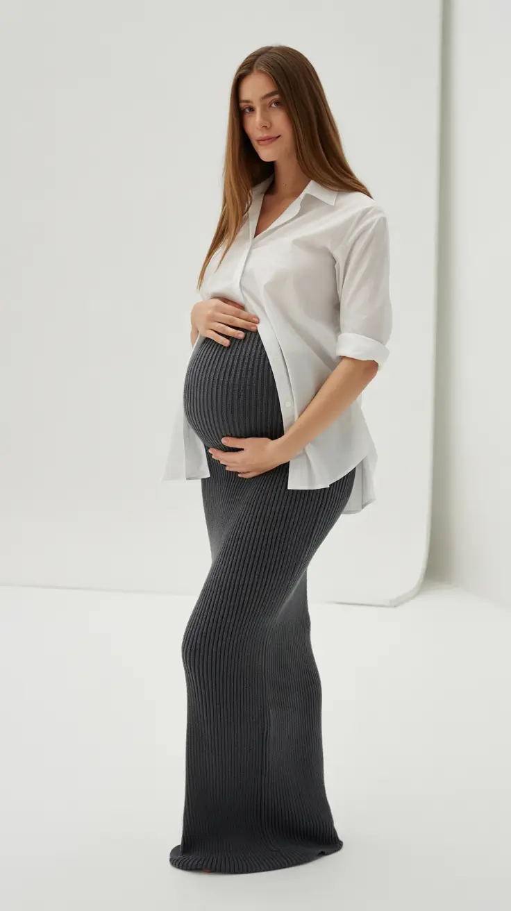 Best pregnancy outfits 2026 Monochrome Minimalism