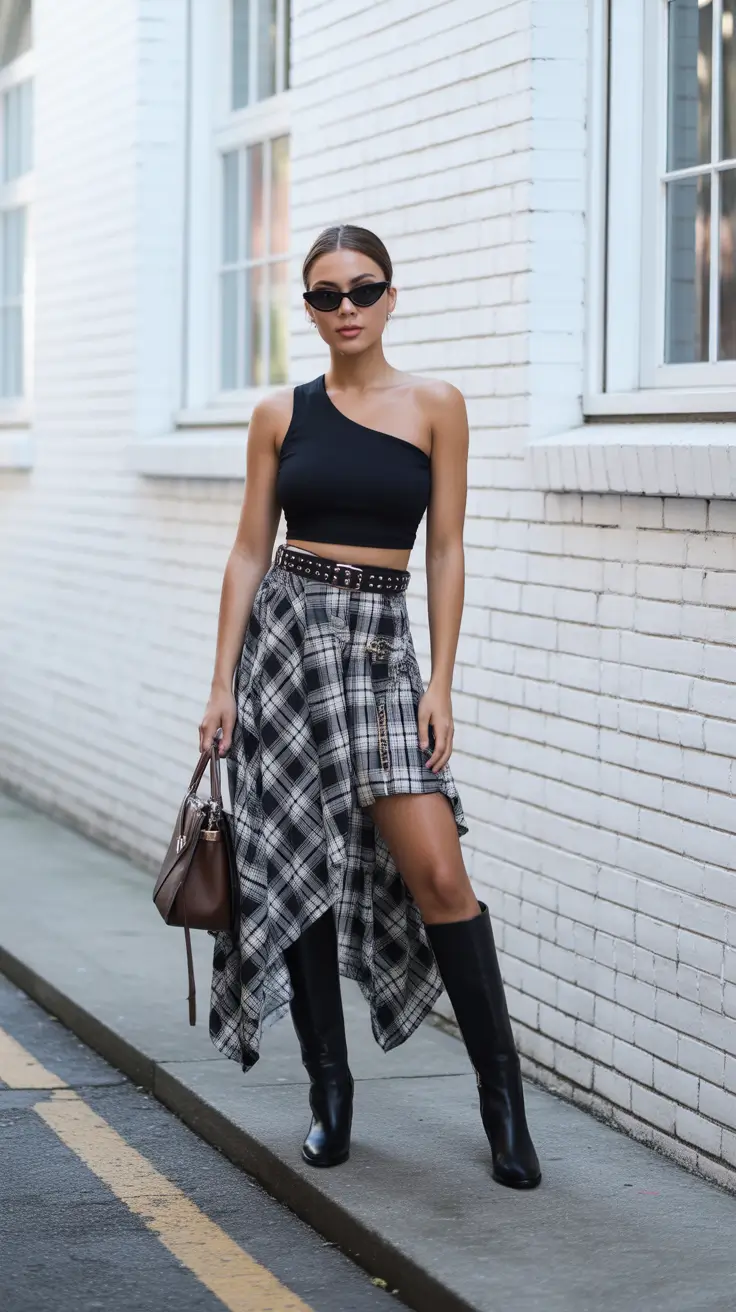 Best y2k outfits 2026 Gothic Plaid Edge