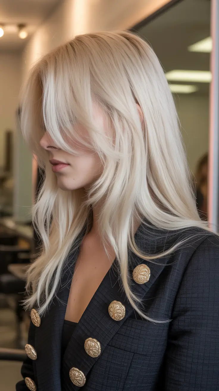 Blonde hair color 2026 for every skin tone Modern Platinum Layers with Airy Fringe