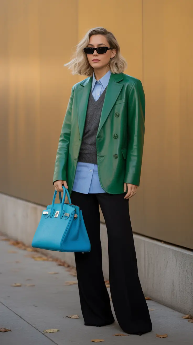 Brunch outfit ideas 2026 Color-Blocked Confidence