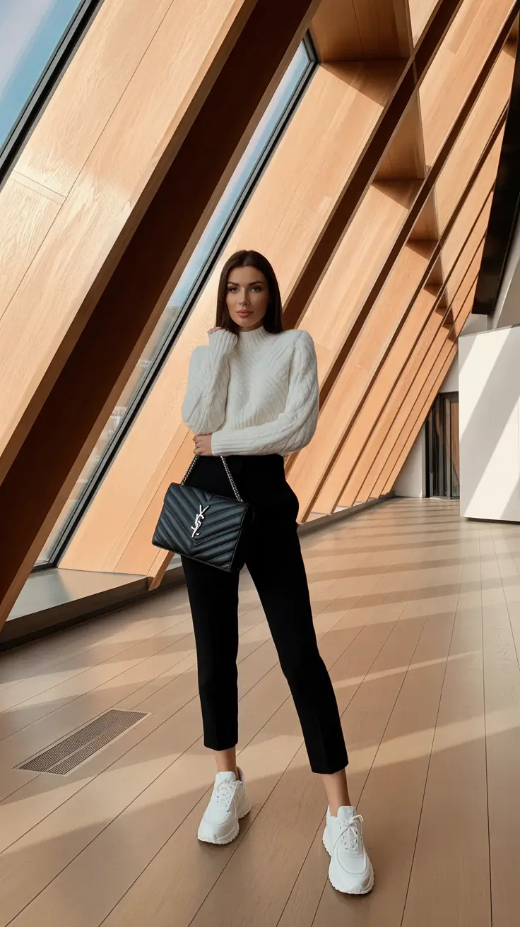 Casual outfits with sneakers 2026 Monochrome Confidence Black and White Reimagined