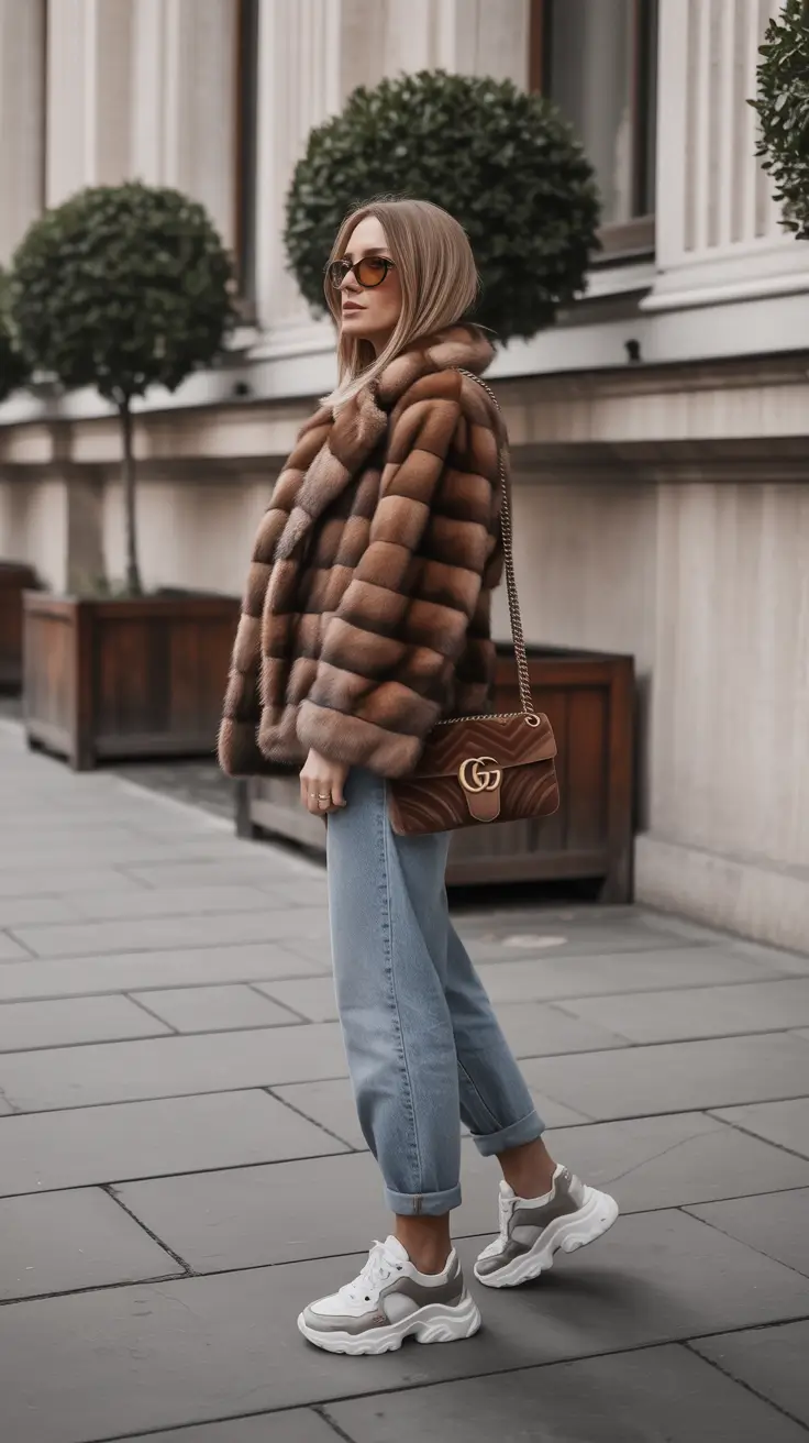 Casual outfits with sneakers 2026 Fur & Function Luxe Street Winter