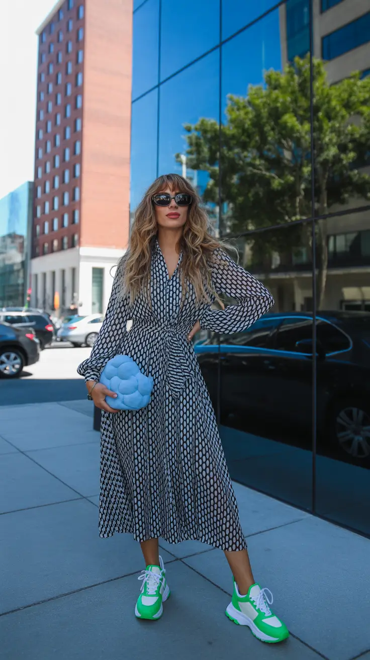 Casual outfits with sneakers 2026 Graphic Flow The Bold Dress Revival