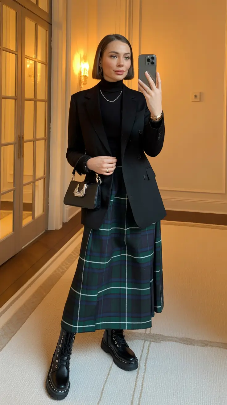 Chic capsule wardrobe outfits 2026 Modern Tartan Edge