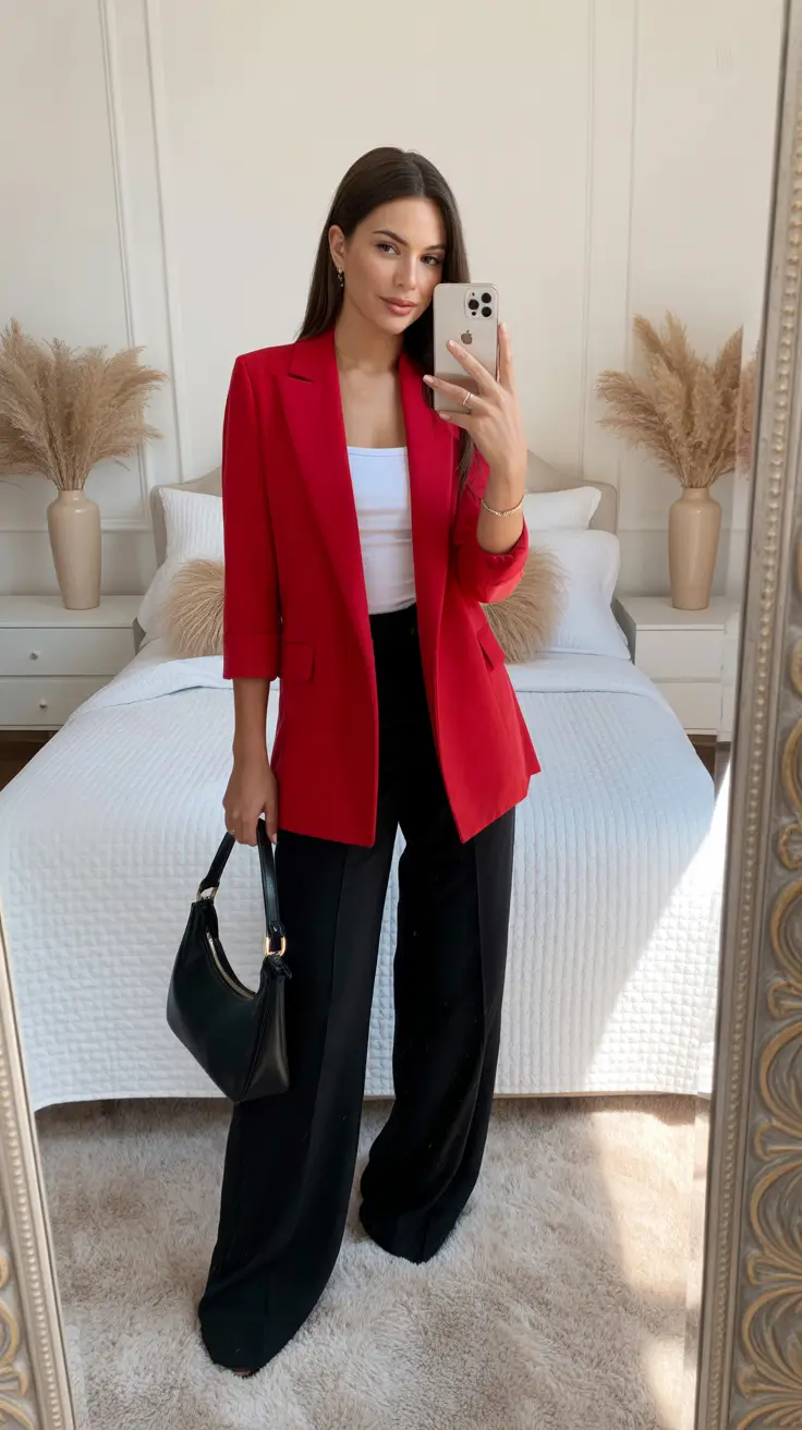 Chic capsule wardrobe outfits 2026 Power Red Revival