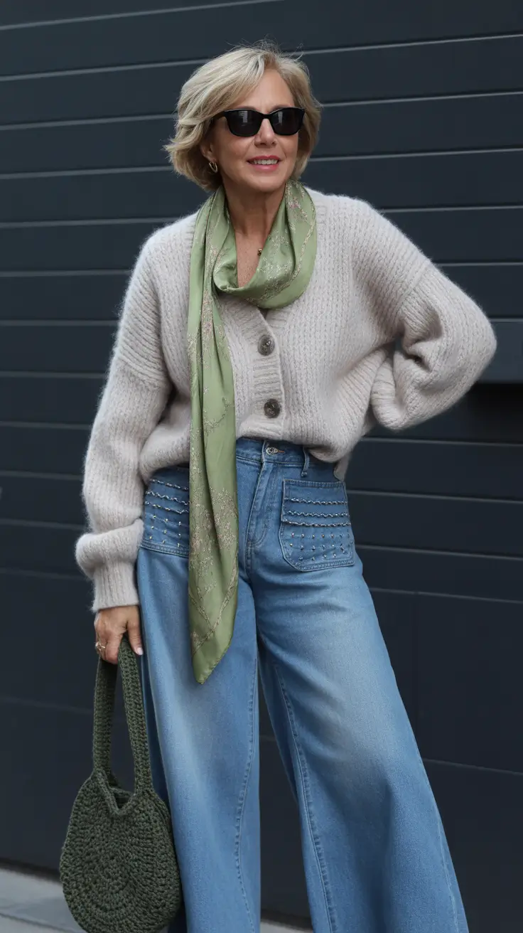 Chic outfits for women over 40 in 2026 Soft Neutrals and Textured Denim Confidence
